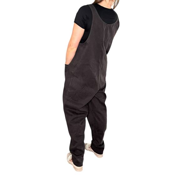 JUNGMAVEN Wash Black Oversized Overalls Women's Size Large Button Front Hemp - Picture 5 of 10